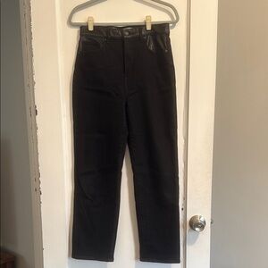 Loft Straight Leg Black Jeans with Leather Waist Band Size:2